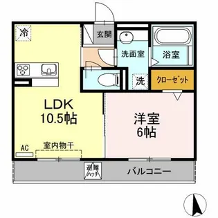 イ・ラプセル【1階】の間取り