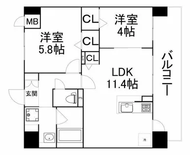 エミネンス堂ヶ芝【5階】の間取り