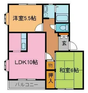 銀の馬車道 壱番館【E102号室】の間取り