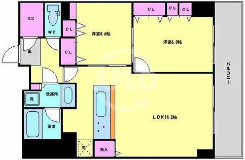 エスリード長堀タワー【15階】の間取り