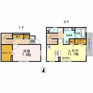 愛知県豊橋市西羽田町【テラスハウス】の間取り