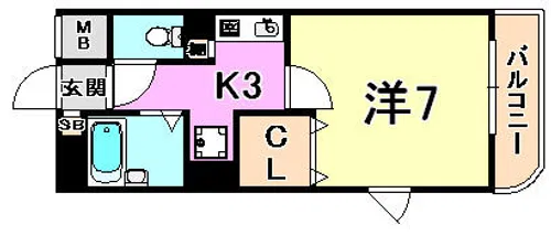 フローラ甲南山手【4階】の間取り