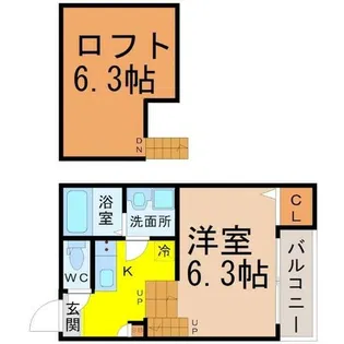 ソレイユ中村日赤【2階】の間取り