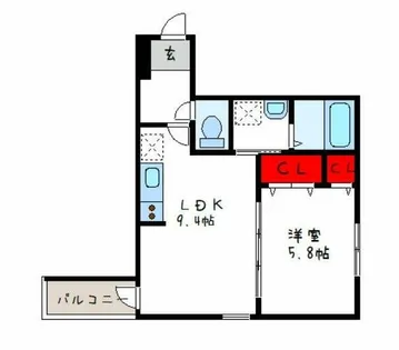 フジパレス瓜生堂Ⅲ番館【1階】の間取り