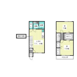 愛知県名古屋市名東区西里町4丁目【テラスハウス】の間取り