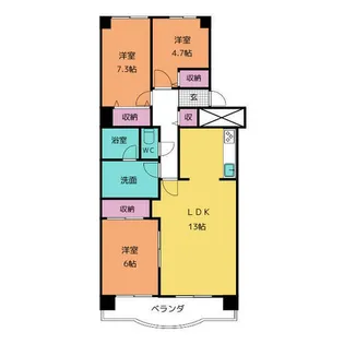 ロイヤルコート半田弐番館【2階】の間取り