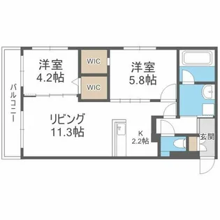 ヴィスタソルマーレ【201号室】の間取り