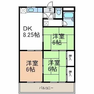 グランドビル永吉【302号室】の間取り