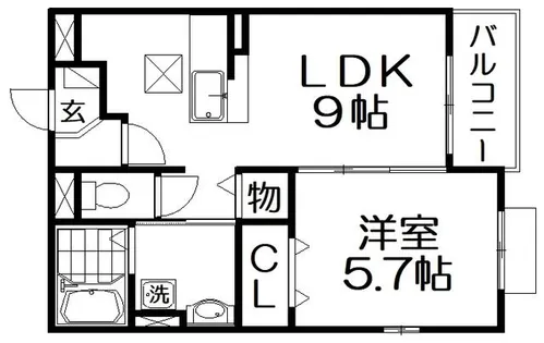 グランソレイユ楠葉Ⅲ【1階】の間取り