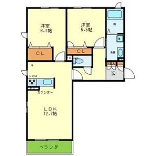 ルピナス富田【103号室】の間取り
