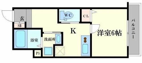 エストゥルースプラス大阪福島【8階】の間取り