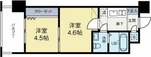 福岡県福岡市博多区住吉4丁目【マンション】の間取り