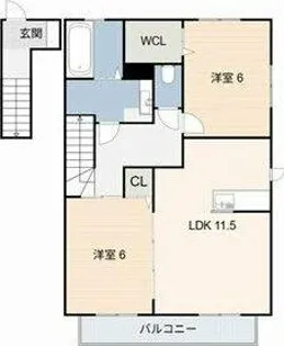 グランディールA・B【A201号室】の間取り