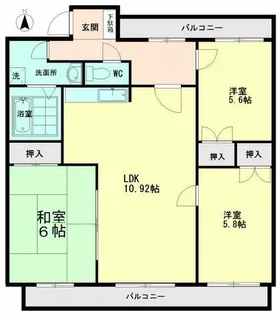 ジュネス神谷【402号室】の間取り