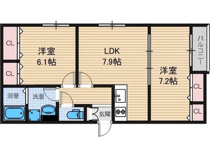 La-Crea総持寺【2階】の間取り