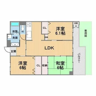 ルネスボヌール【1階】の間取り