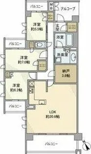 プラウド昭和楽園町テラス【3階】の間取り