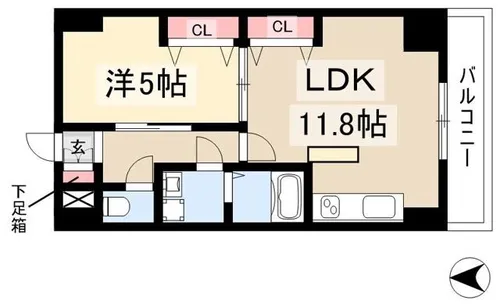 パンジー豆田【305号室】の間取り