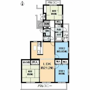 エルシー糀台2 411号棟【5階】の間取り
