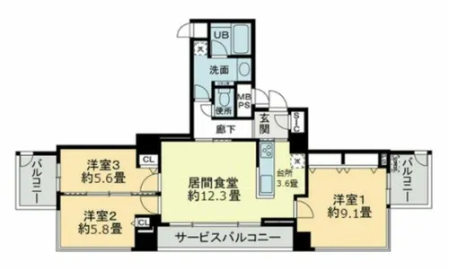 クロスレジデンス大阪新町【22階】の間取り