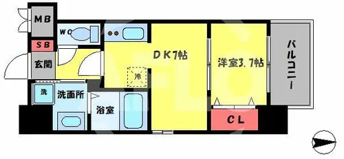 プライマル南森町パークビュー【8階】の間取り