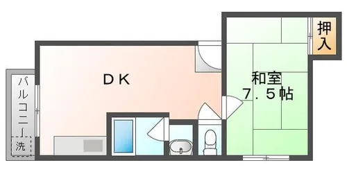 フリーディオ御堂【1階】の間取り