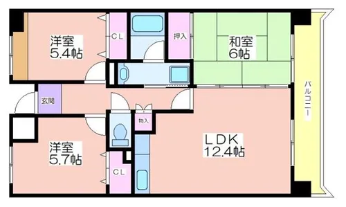 ボヌール御崎【3階】の間取り