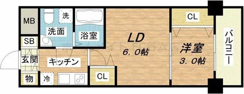 セレニテオズ北巽【6階】の間取り