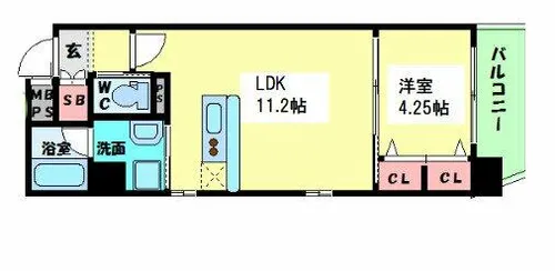 ラクラス江戸堀【7階】の間取り