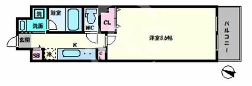 エグゼ大阪城東【6階】の間取り