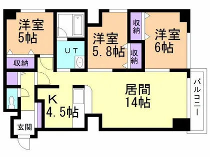 サンヴェール中央【803号室】の間取り