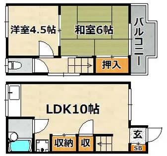 兵庫県神戸市兵庫区会下山町1丁目【テラスハウス】の間取り