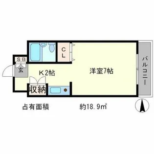 おおきに百万遍サニーアパートメント【5階】の間取り