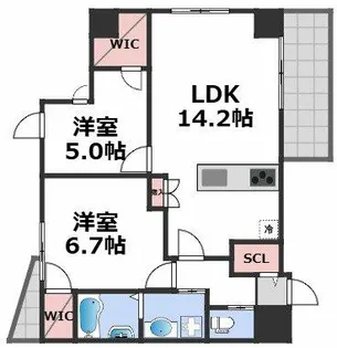 LEGALAND+ABENO SANMEICHO【7階】の間取り