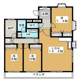 シュロス彩紅橋【3階】の間取り