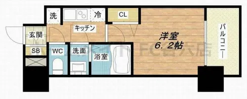 プレサンスOSAKA DOMECITYビーツ【9階】の間取り