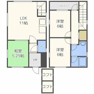 北海道札幌市東区東雁来十条2丁目【テラスハウス】の間取り