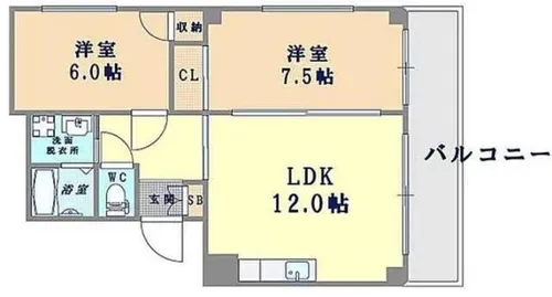 エレガンス真田山【4階】の間取り
