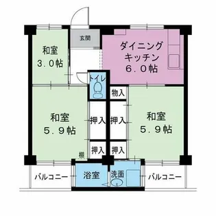 ビレッジハウス伏屋10号棟【4階】の間取り