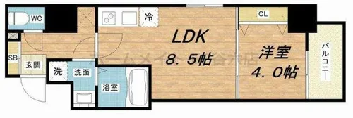 ノーブルコート堺筋本町【8階】の間取り
