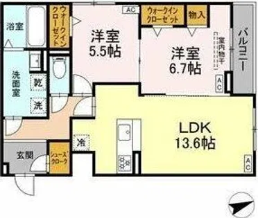 ルヴィータ広瀬【2階】の間取り