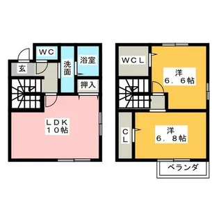 愛知県名古屋市守山区白沢町【テラスハウス】の間取り