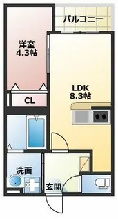 リエート大橋町【1階】の間取り