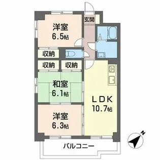 エコーハイツ伏屋【401号室】の間取り