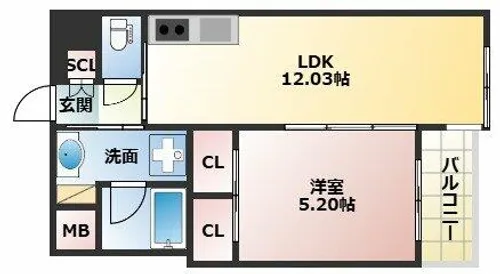 プレジオ長田【4階】の間取り