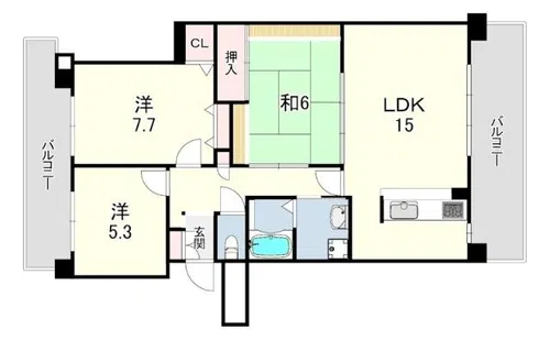 RICウエストコート4番街 北棟3番館【14階】の間取り