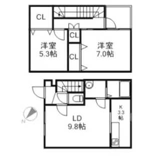 北海道札幌市手稲区西宮の沢四条4丁目【アパート】の間取り