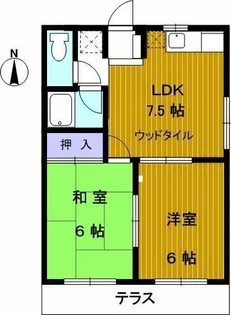 ハピネス桂【1階】の間取り