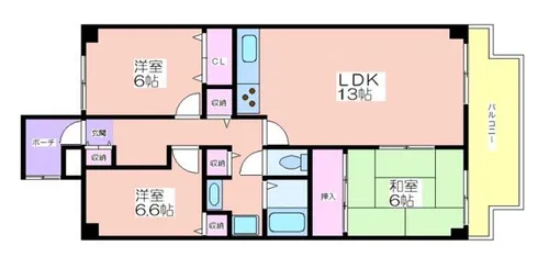 シティハイツ住之江弐号棟【509号室】の間取り