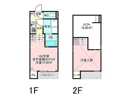 ハーモニーテラス喜連【1階】の間取り